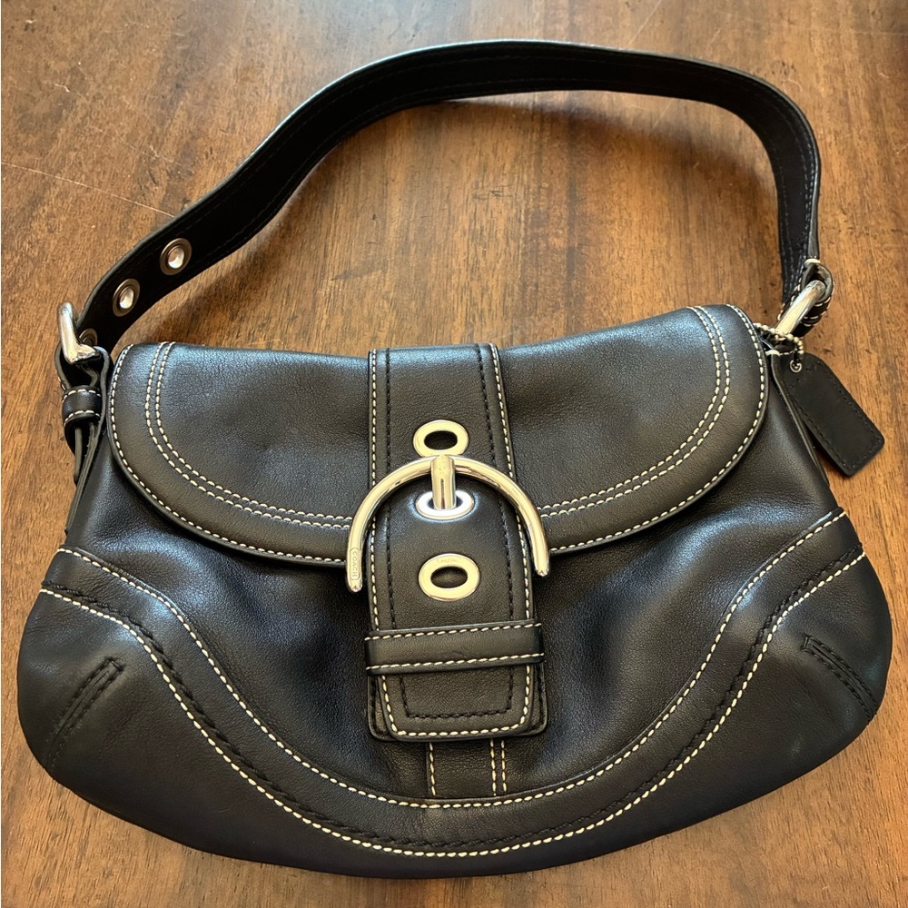 Coach SoHo Leather Shoulder Bag Black Purse Vintage Y2K